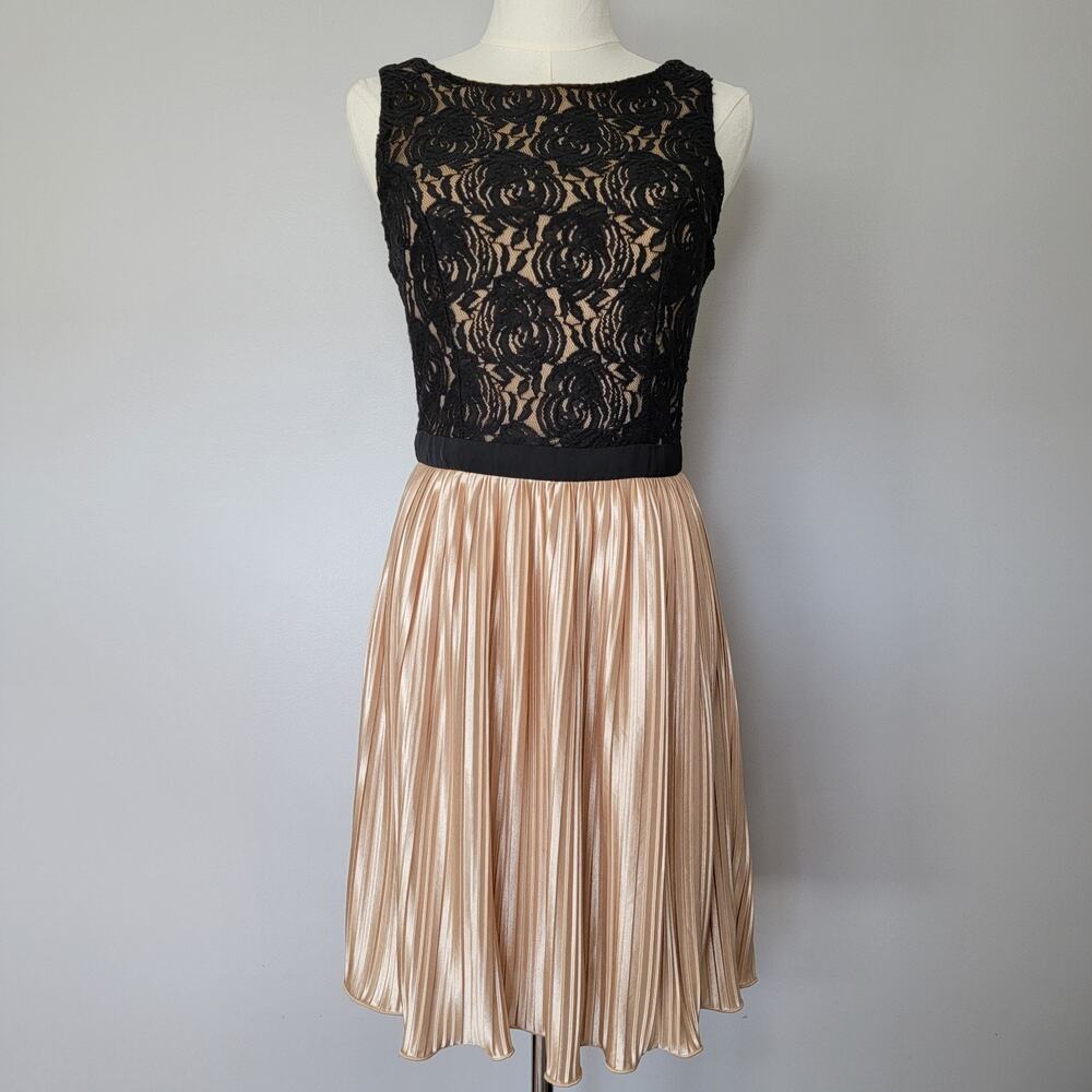 Rewind Gold Black Lace Formal Dress Juniors M Whimsy Romantic Dance Homecoming